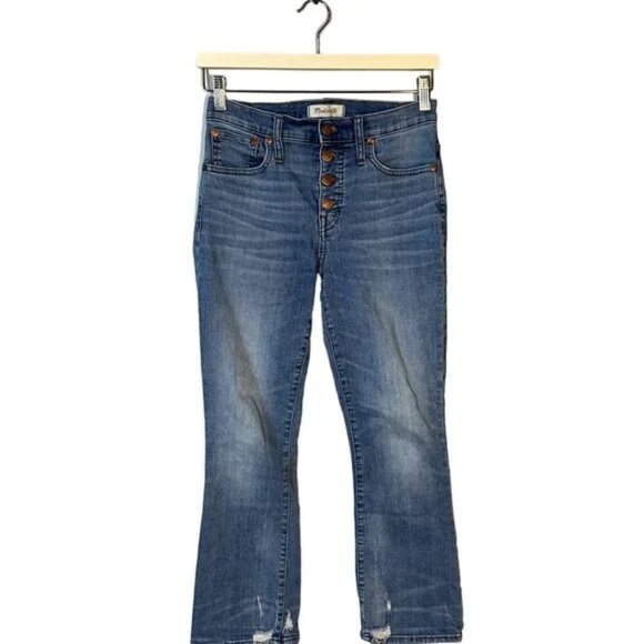 Madewell Cali Demi-Boot Jeans in Bess Wash: Button-Front Edition Size 25 - Picture 4 of 12